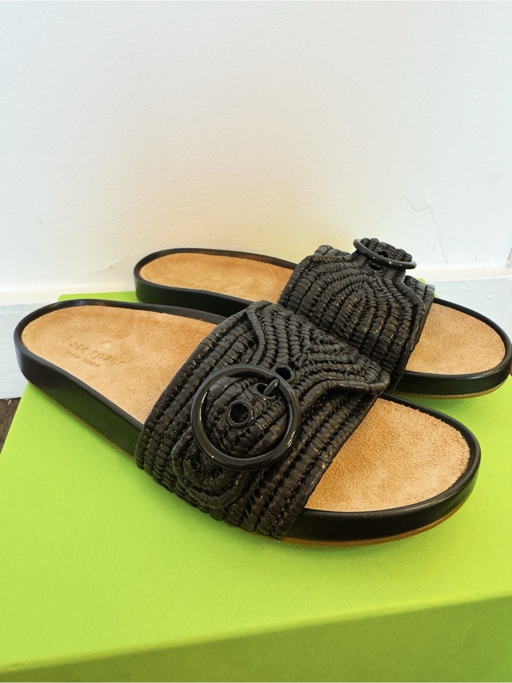 NEW kate spade Michelle Woven Slide Sandals - Black